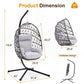Heynemo Hanging Egg Chair with Stand Boho Style - 350lb Capacity - Black & Gray