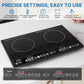 Heynemo Portable Dual Induction Cooktop, 1000W+800W Electric Double Burner Induction Cooker Hot Plate 8 Power 8 Temperature Settings, Countertop Burner with Timer, Black