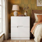 May in Color 2-Drawer Nightstand, Handless Bedside Table for Bedroom, Living Room, Hallway, White