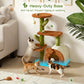 Cactus Cat Tree for Indoor Cats with Cozy Condo Wide Top Perch Multi-Level Jumping and Lounging Space 27.5inch Plush, Brown