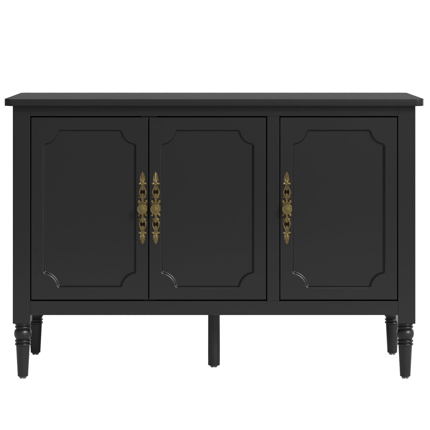 Heynemo 3-Door Storage Cabinet, Sideboard Cabinet with Adjustable Shelves, Ideal for Entryway, Living Room, Dining Room, Black