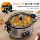 Heynemo 4QT Programmable Slow Cooker with Locking Lid, Removable Ceramic Pot, 3 Heating Settings & Timer, Dishwasher-Safe, Stainless Steel