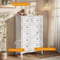 RoyalCraft White 6 Drawer Dresser, Large Storage Chest with Ball Bearing Slide, Wide Chest of Drawers, Modern Wood Dresser for Bedroom, Living Room, Hallway, Entryway, White