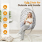 Heynemo Hanging Egg Chair with Stand, Outdoor Patio Wicker Hanging Egg Chair, Egg Swing Chair with Stand 350lbs Capacity for Garden, Balcony, Bedroom, Beige & Gray