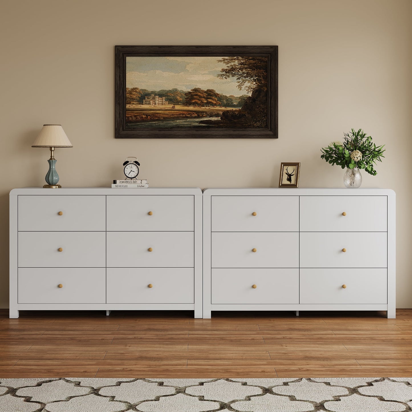 May in Color Modern 6-Drawer Chest of Drawers, with Rounded Corners, White, 47 in
