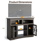 May in Color 47'' Farmhouse TV Stand with 18'' Fireplace Insert, TV Console with Adjustable Shelves, Glass Doors & LED Lights