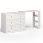 Heynemo Extendable Makeup Vanity Desk with 3 Side Shelves, L-Shaped Vanity Table and Dresser Combo with 6 Drawers, Modern Dressing Table for Bedroom, Dressing Room, White