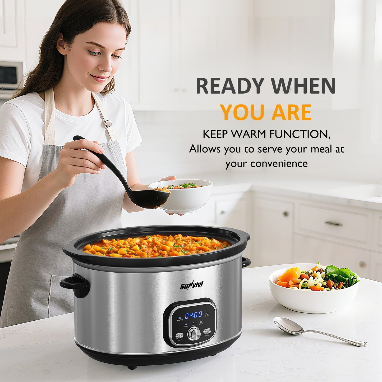 Sunvivi 8.5QT Programmable Slow Cooker with Delay Function