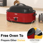 Superjoe 22 QT Electric Roaster Oven, with Self-Basting Lid, Stainless Steel Roaster Pan, Red