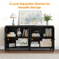 May in Color Sideboard Buffet, 58" Modern Buffet Cabinet with 4 Doors and Adjustable Shelves, for Entryway, Dining Room, Living Room, Bedroom, Black