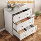 May in Color 3 Drawer Nightstand Set of 2, Modern White End Table with Gold Knobs, White