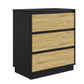May in Color Wide Nightstand with 3 Drawers Set of 2, Black Large Nightstand for Bedroom, Home and Office, Black and Wood