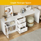 Heynemo Makeup Vanity Desk, Extendable Corner Vanity Makeup Table with 3 Drawers & 2 Door, Modern Dressing Table for Bedroom, Vanities for Women/Girls Bedroom (without Mirror)