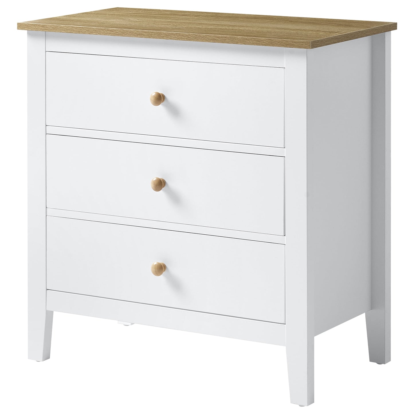May in Color Large Nightstand with 3 Spacious Drawers, Modern Bedside Table with Solid Wood Knobs for Bedroom Living Room