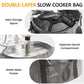 Large Capacity Insulated Slow Cooker Bag for 6-8QT, Portable Carrying Case with Transparent Window, Storage Pockets & Adjustable Straps for Outdoor Events, Family Gatherings & Potlucks