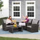 Superjoe 4 Piece Outdoor Patio Furniture Set Rattan Sectional Conversation Set, 4 Cushioned Seats, Gray, 4