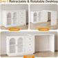 RoyalCraft 83?¡À Large Extendable Makeup Vanity Desk, Corner Vanity Table with 3 Drawer & 2 Door, Modern Dressing Table and Chest of Drawers Combo, Accent Vanity for Bedroom, Dressing Room