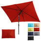 Heynemo 10x 6.5ft Rectangular Patio Umbrella, Outdoor Table Market Umbrella with Crank, 6 Steel Ribs, Polyester Canopy, Aluminum Pole,Red