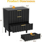 Royalcraft 3 Drawer Dresser, Modern Chest of Drawers with Fluted Panel Design, Wooden Storage Nightstand Side Table with Chic Edge Pull, Perfect for Bedroom, Living Room, Entryway