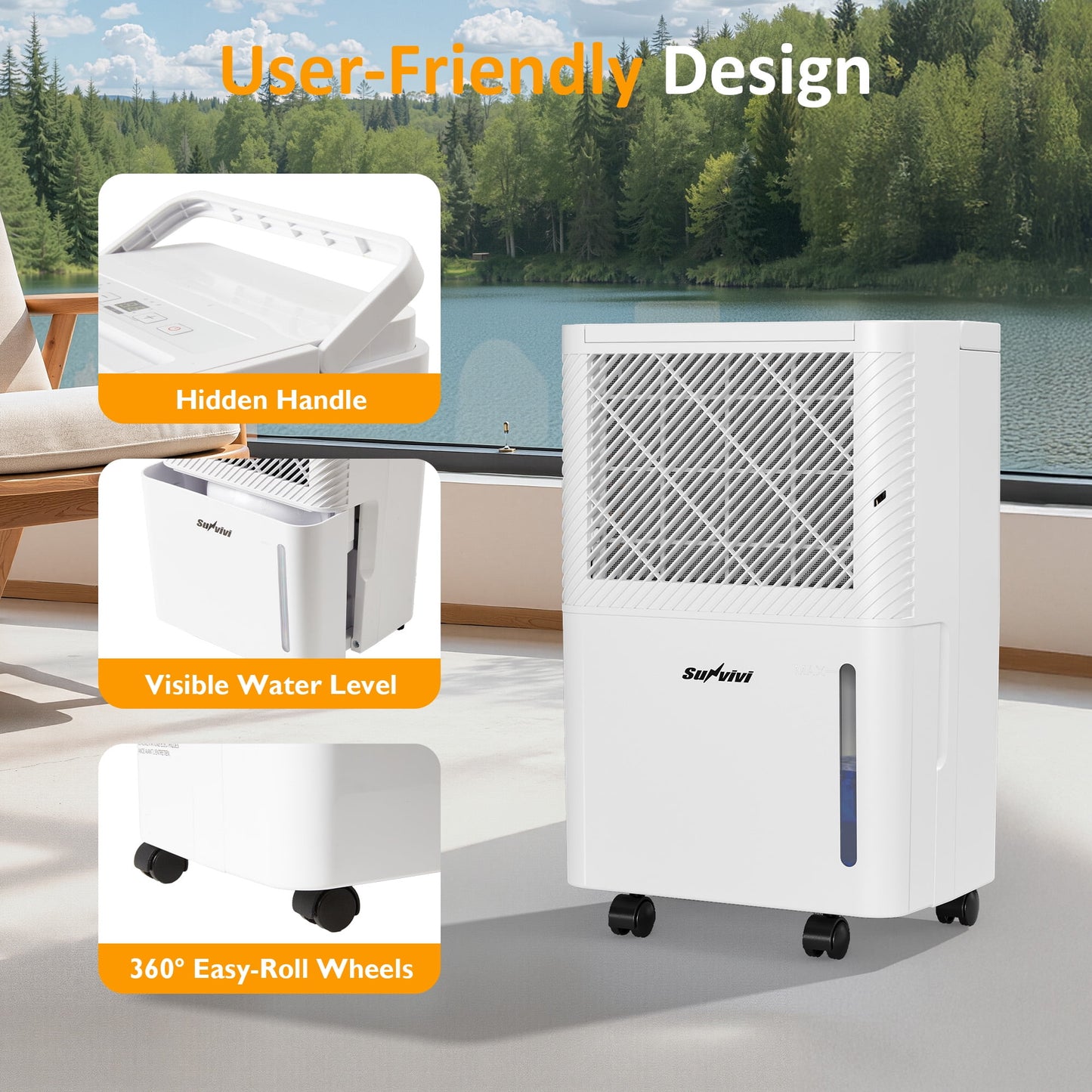 Cozy Home 22 Pint Dehumidifier for Home 1500 Sq Ft with Drain Hose & 71oz Tank, Portable Dehumidifiers for Basement Bedroom Bathroom