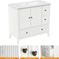 Royalcraft 36'' Bathroom Vanity with Sink, Modern Bathroom Vanity Sink Cabinet with Doors and Fluted Drawers, Free Standing Bathroom Storage Cabinet with Sink Combo Set, White