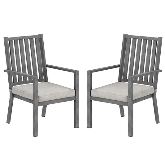May in Color Patio Dining Chair Set of 2, Aluminum Outdoor Dining Chairs with Waterproof Cushions, Metal Outdoor Patio Furniture Seating for Porch, Balcony, Deck, Backyard, Gray