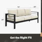 May in Color Outdoor Couch Aluminum Patio Furniture Sofa, 3-Seat All-Weather Metal Outdoor Patio Furniture with Cushions,Beige