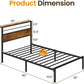 Royalcraft Bed Frame: Industrial Platform Bed w/ Wood Headboard, Storage Shelves, LED lights, and Steel Slats, No Box Spring Needed, Easy Assembly