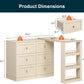 Royalcraft 6-Drawer Extendable Corner Vanity Table and Dresser Combo with 3 Side Shelves, Makeup Vanity Desk, Wood Dressing Table for Bedroom, Dressing Room