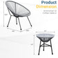 Royalcraft 3-Piece Outdoor Acapulco All-Weather Patio Conversation Bistro Set, Outdoor Woven Rope Chairs and Glass Top Table, 3 Piece Patio Bistro Set for Yard Balcony Poolside, Grey