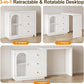 RoyalCraft 59?¡À Large Extendable Makeup Vanity Desk, Corner Vanity Table with 3 Drawer & 1 Door, Modern Dressing Table and Chest of Drawers Combo, Accent Vanity for Bedroom, Dressing Room