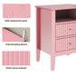 May in Color Fluted Nightstand with 2 Drawers, Modern Wooden Sofa Table with Storage for Small Spaces, Tall End Table for Bedroom