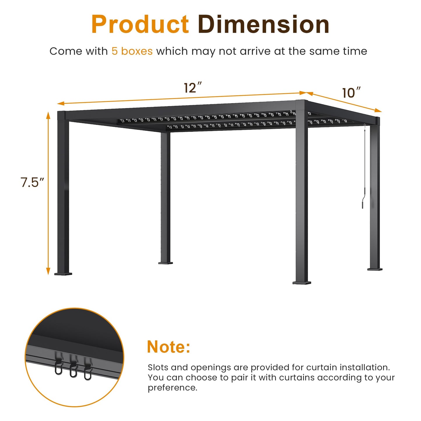 Heynemo 10'x12' Adjustable Louvered Pergola, Metal Hardtop Pergola with Adjustable Roof for Patio, Heavy-Duty Aluminum Outdoor Pergola, Deck, Garden, Yard, Black