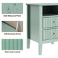 May in Color Fluted Nightstand with 2 Drawers, Modern Wooden Sofa Table with Storage for Small Spaces, Tall End Table for Bedroom