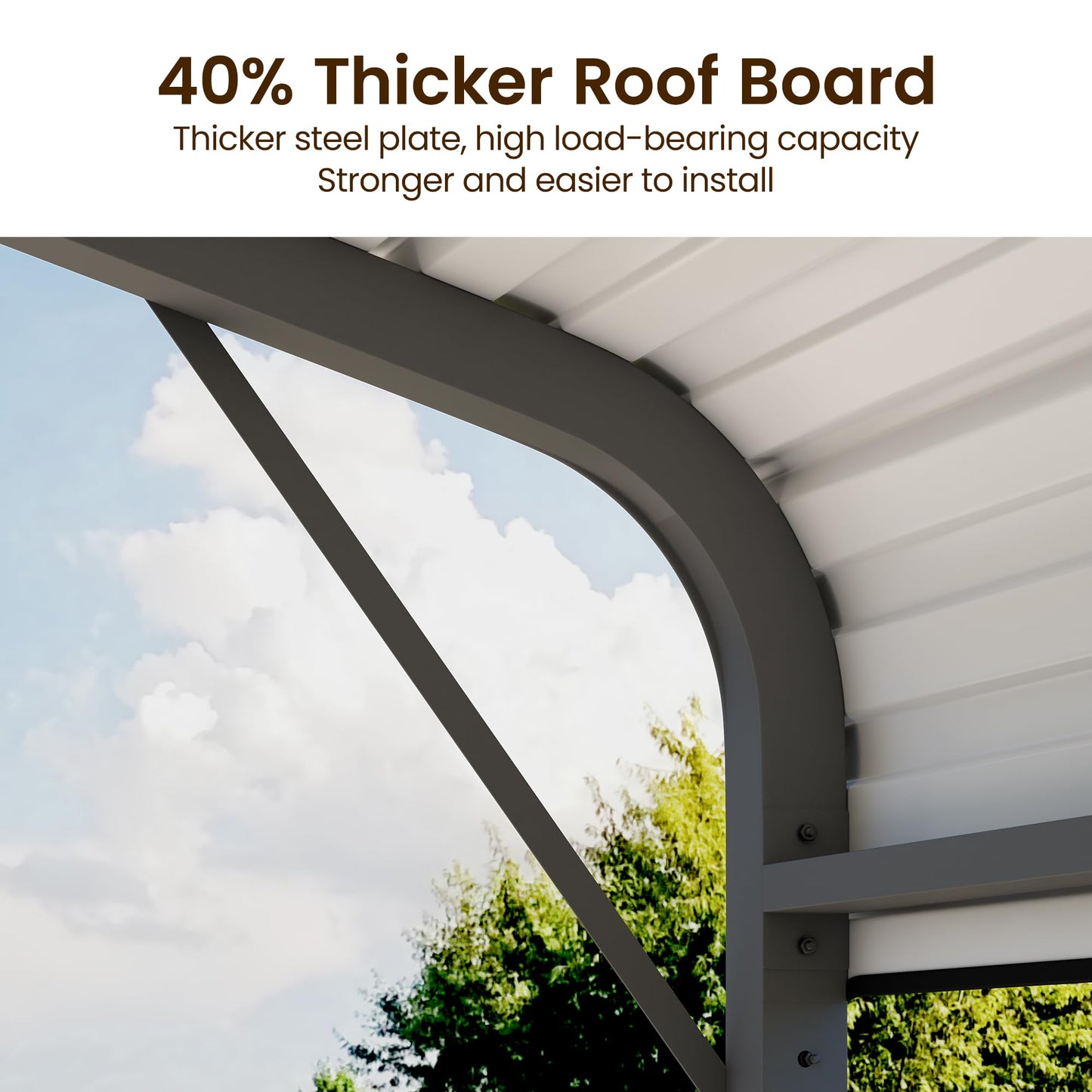 CozyHome 12x20 FT Metal Carport, Heavy Duty Canopy with Updated Roof & Enhanced Base, Multi-Use Carport Garage for Car, Truck, Boat, Tractors, Party, Grey