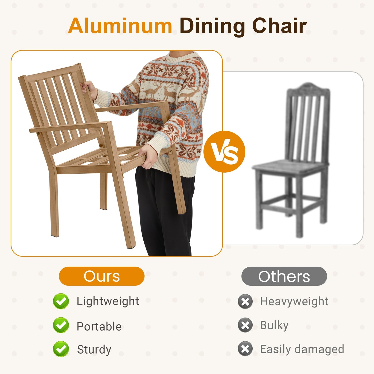 May in Color Aluminum 7 Pieces Patio Dining Sets, Outdoor Dining Table with 6 Chairs, Outdoor Patio Dining Furniture Set with Removable Cushion for Lawn, Garden, Backyard, Brown