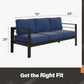 CozyHome Outdoor Couch Aluminum Patio Furniture Sofa, 3-Seat All-Weather Metal Outdoor Patio Furniture with Cushions,Deep Blue