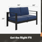 CozyHome Outdoor Loveseat Aluminum Patio Furniture Sofa, All-Weather Metal Outdoor Couch with Cushions,Deep Blue