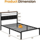 Royalcraft Bed Frame with Charging Station, Platform Bed with Metal Slats, Upholstered Headboard with Storage Shelves, No Box Spring Needed