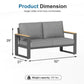 May in Color Aluminum Outdoor Loveseat, All-Weather Metal Patio Furniture Sofa, Patio Sofa Chair for Porch Backyard Garden, Grey