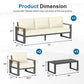 CozyHome Aluminum Patio Furniture, 5-Seats Metal Outdoor Furniture Set with Coffee Table, Modern Patio Sofa Sets Outdoor Conversation Set for Pool Garden Porch Backyard, Beige