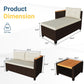 RoyalCraft 3-Piece Outdoor Patio Furniture Set, PE Wicker L-Shaped Sectional with Storage Table and Cushions, Small Rattan Conversation Set for Balcony Garden Deck