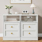 Royalcraft Nightstand Set of 2, End Table with Storage Shelf and Door, Faux two-drawer Design Side Table , Modern Night Stand for Bedroom Dorm, Wood Beside Table for Living Room Small Spaces