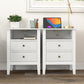 May in Color Fluted Nightstand with 2 Drawers, Modern Wooden Sofa Table with Storage for Small Spaces, Tall End Table for Bedroom