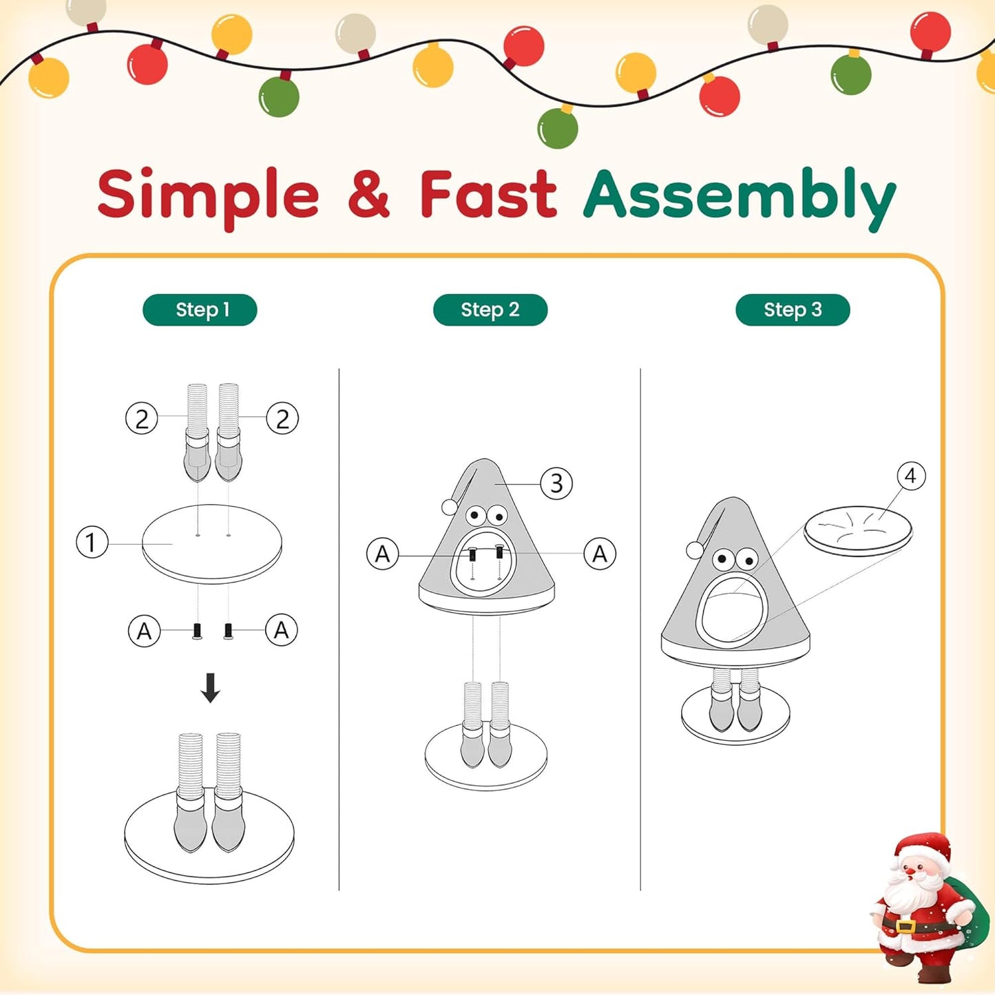 Keygarzone Christmas Cat Tree Tower for Indoor Cats, Santa Hat Design