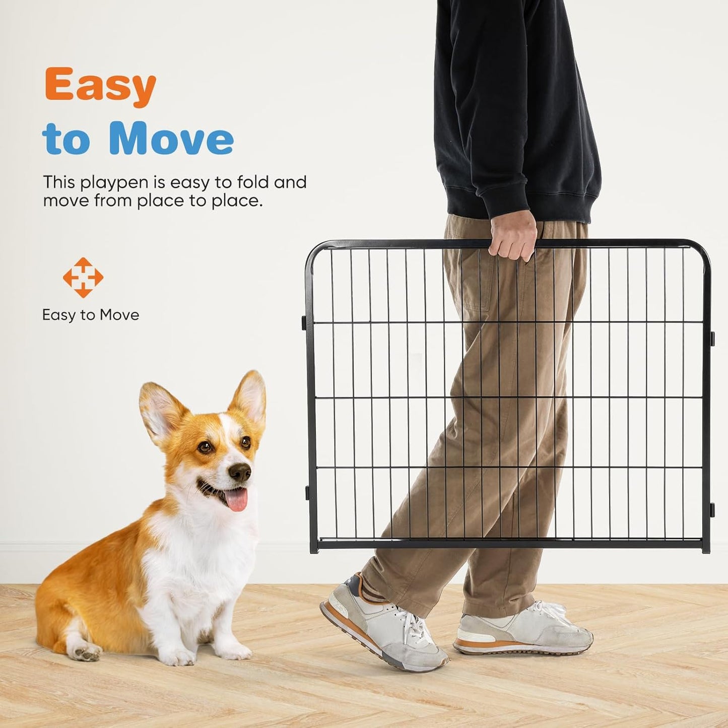 Dog Playpen Indoor Fence Height Metal Exercise Pen with Door