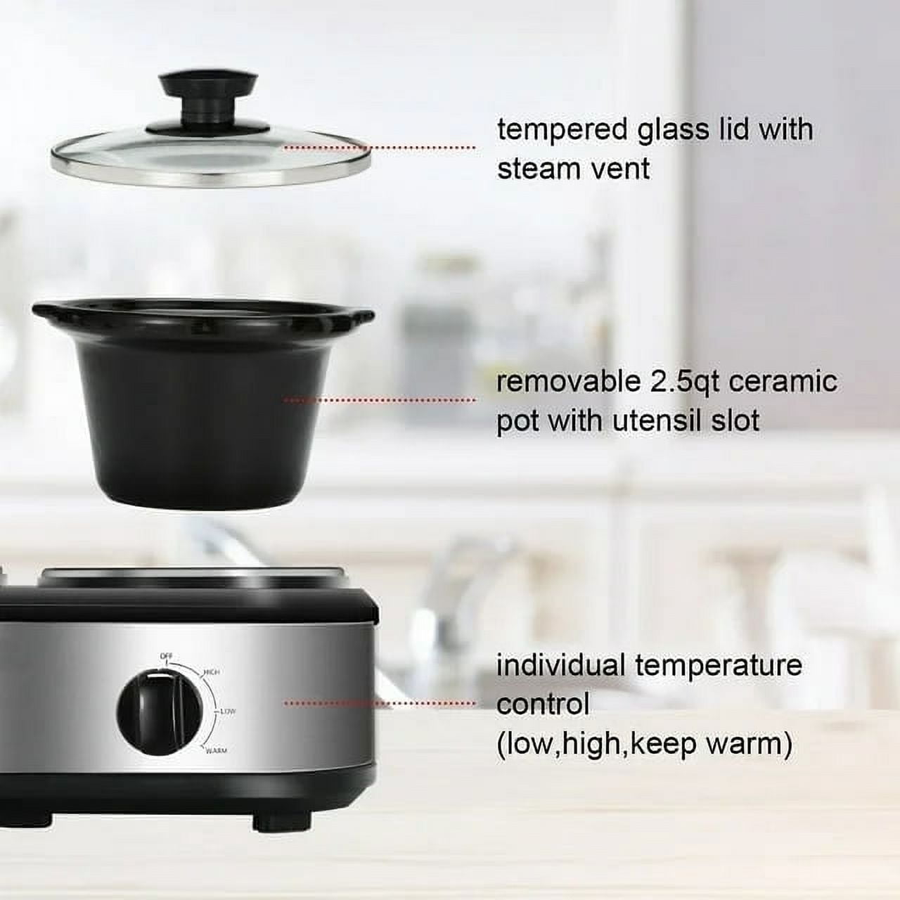 Superjoe Dual Pot Electric 2.5 qt Slow Cooker