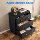 May in Color Black Nightstands Set of 2, Modern 3-Drawer Bedside Tables with Gold Knobs, Wooden End Tables for Bedroom, Living Room, Hallway, or Closet