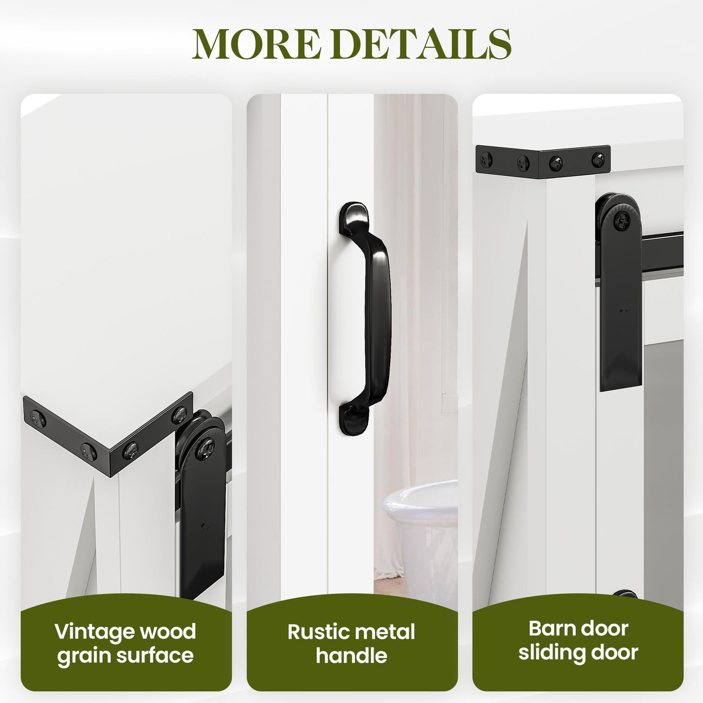 RoyalCraft 28in Bathroom Cabinet Wall Mount with Sliding Mirror Door, Over The Toilet Storage Cabinet, Farmhouse Medicine Cabinet with Shelves and Towel Bar for Living Room, 28" W x 29" H, White