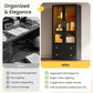 Heynemo 64'' Tall Display Cabinet with Acrylic Doors and LED Lights, Black